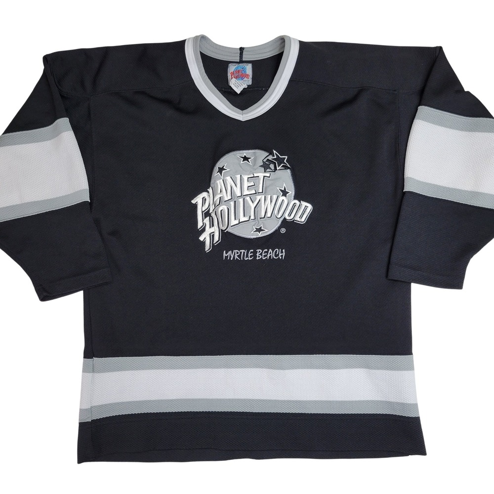 Planet Hollywood Myrtle Beach Hockey Jersey Black Silver White Size M
